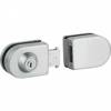 Overlay Glass Sliding Door Lock with Cylinder and Strike Patch / Polish, Satin